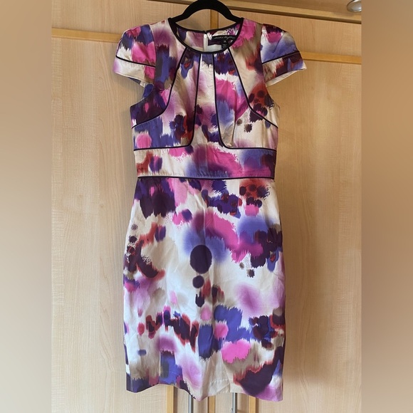 Sandra Angelozzi Cotton/Silk Blend Abstract Cap Sleeve Dress Size Medium - Picture 2 of 10